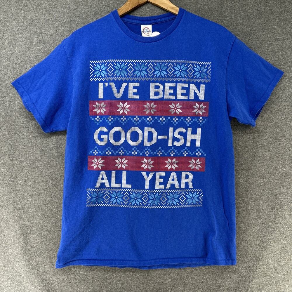 Delta Pro Weight Shirt Adult L Blue Funny Ugly Christmas Good Ish Holiday Tee